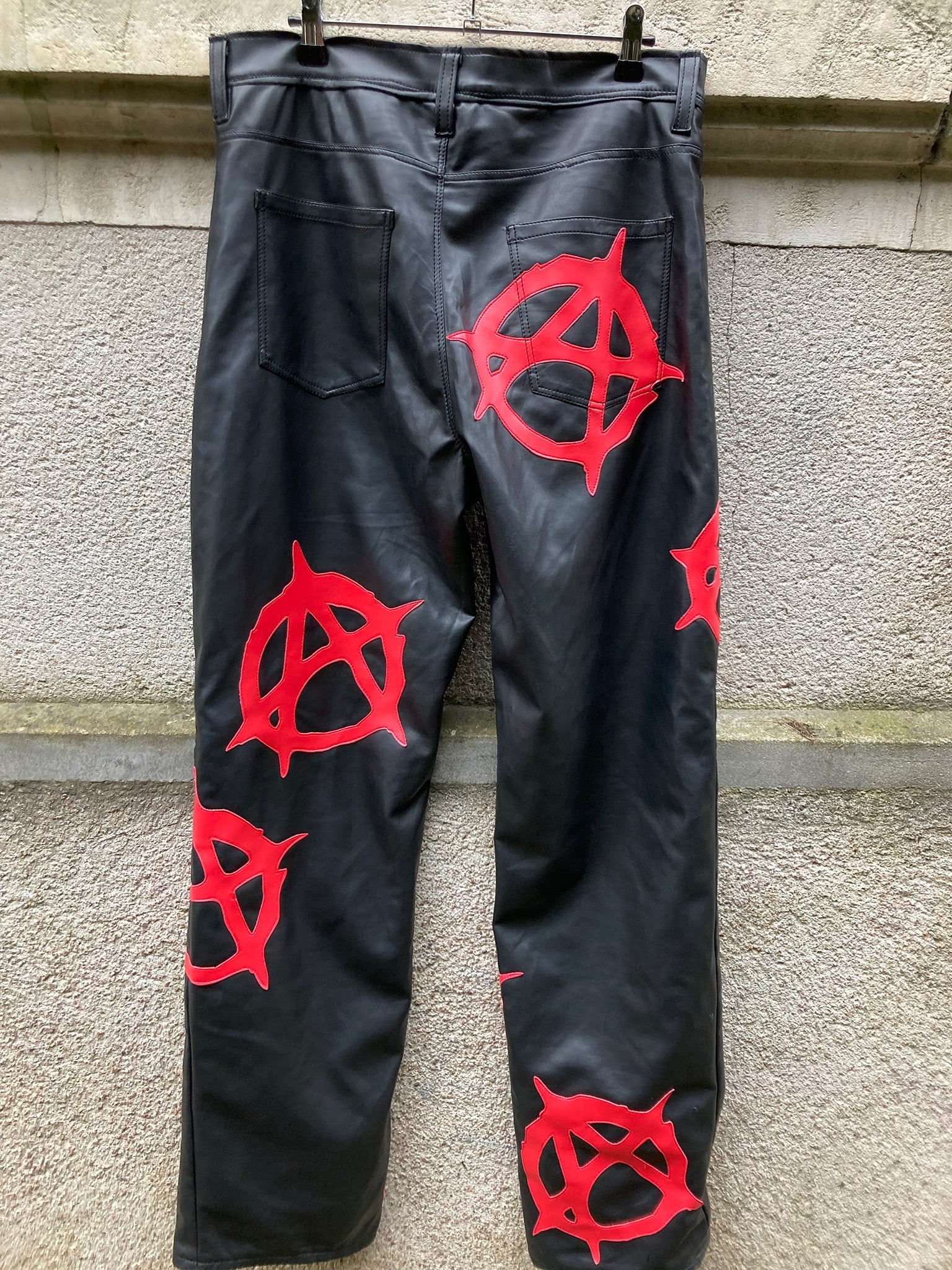 back view of the anarchy pleather jeans