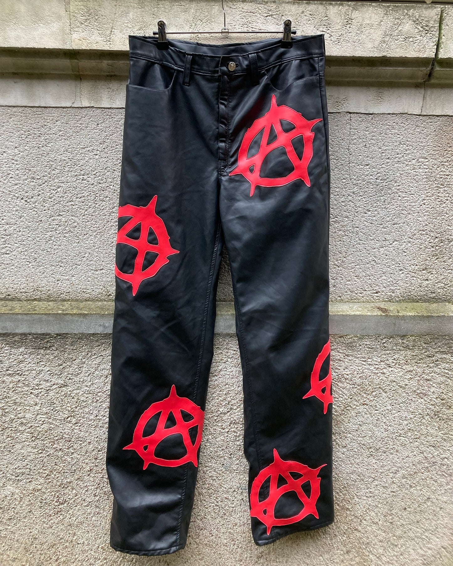 front view of the anarchy pleather pants