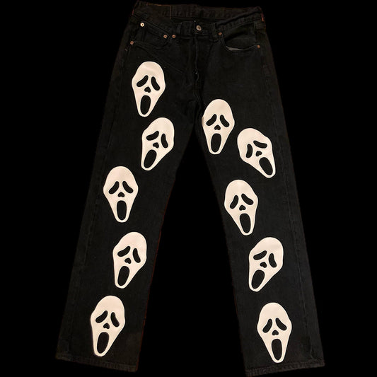 Front of the Scream pants V1 upcycled by 00timeleft.