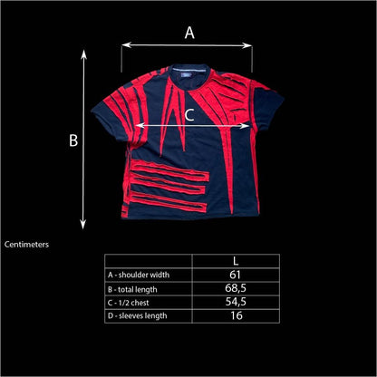 Spikes and Tears T-Shirt centimeters size guide