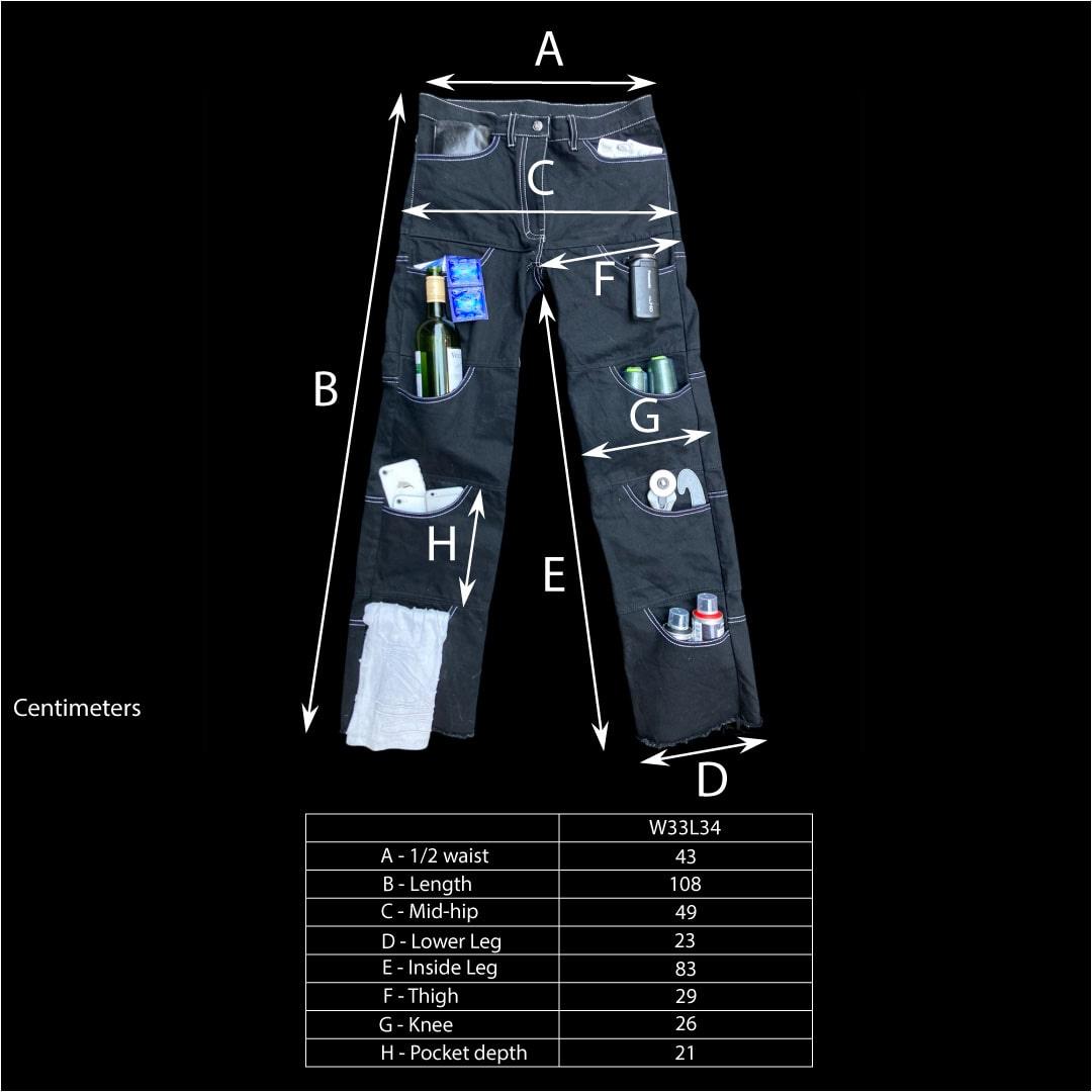 Unlimited Space Orijeans Size Guide in Centimeters