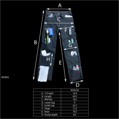 Unlimited Space Orijeans Size Guide in Inches