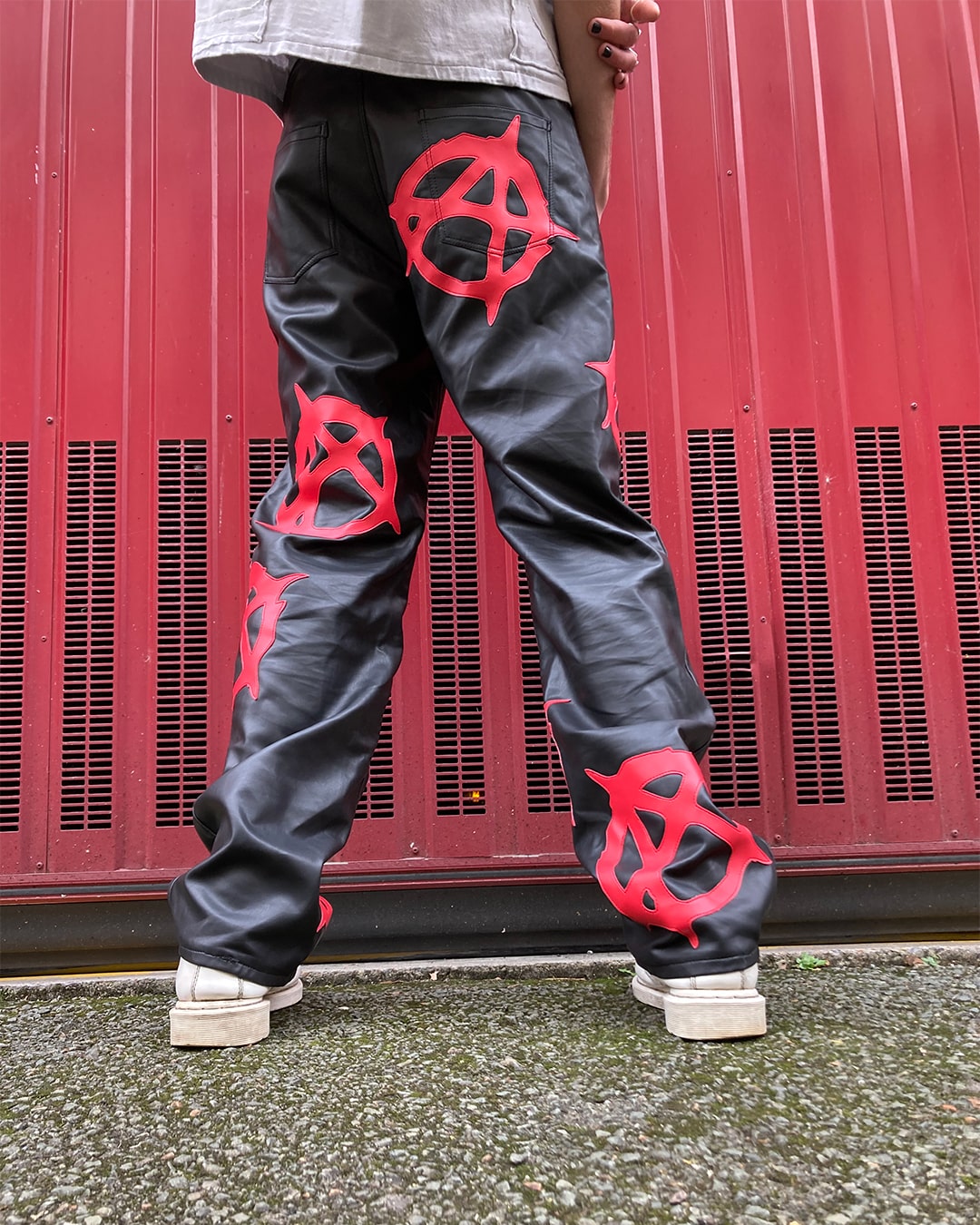 back of the anarchy pleather pants worn by a model