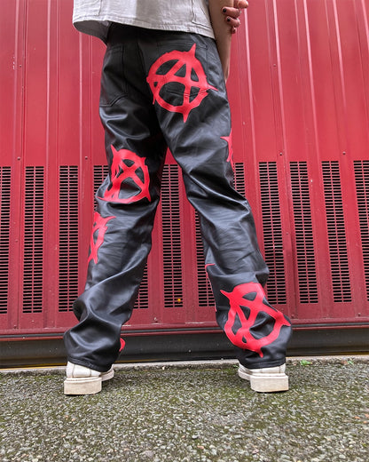 back of the anarchy pleather pants worn by a model