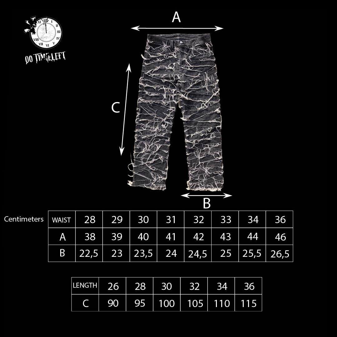 Size Guide in Centimeters of the Cobweb Jeans
